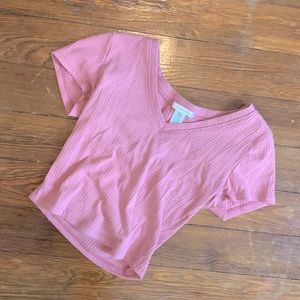 Rose V neck crop top